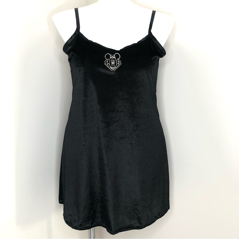 Disney Vintage 90s Mickey Mouse Black Velour Nightgown Sleepwear Large NWT Sears
